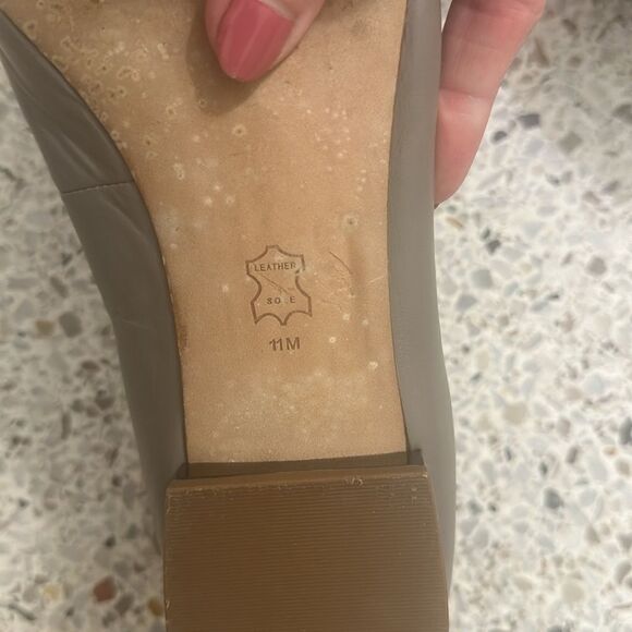 Tory Burch Gigi embellished crystal T logo pointed toe grey flats 11 - Picture 8 of 9